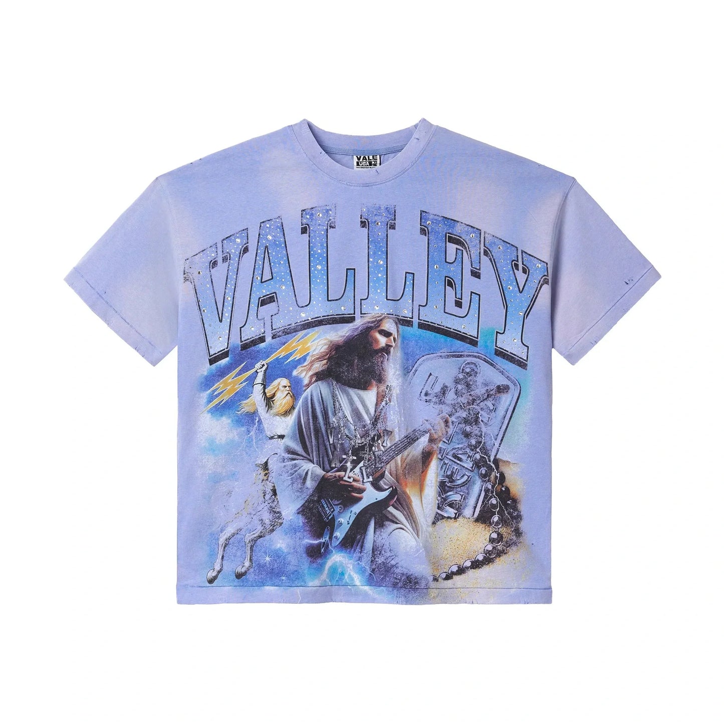 VALE FOREVER HOLY METAL BLING TEE BLUE