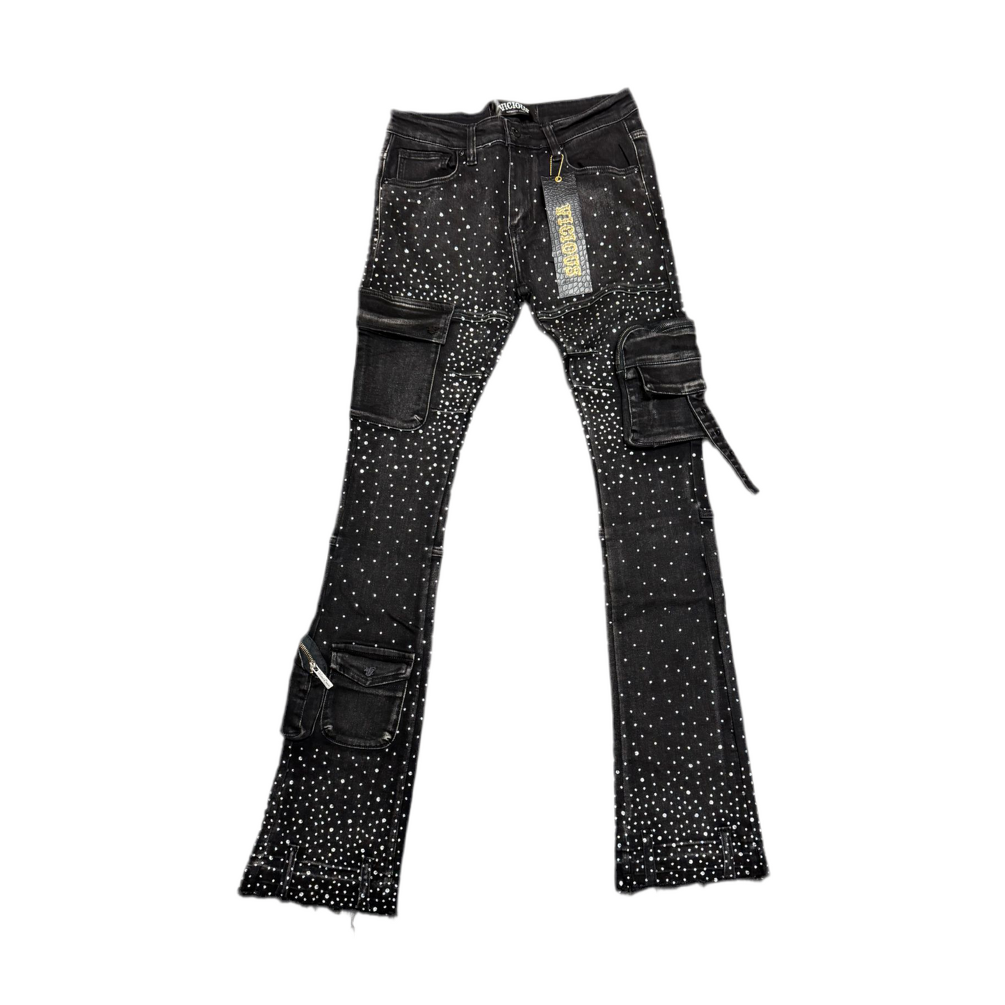 EMBELLISHED RHINESTONE DENIM CARGO