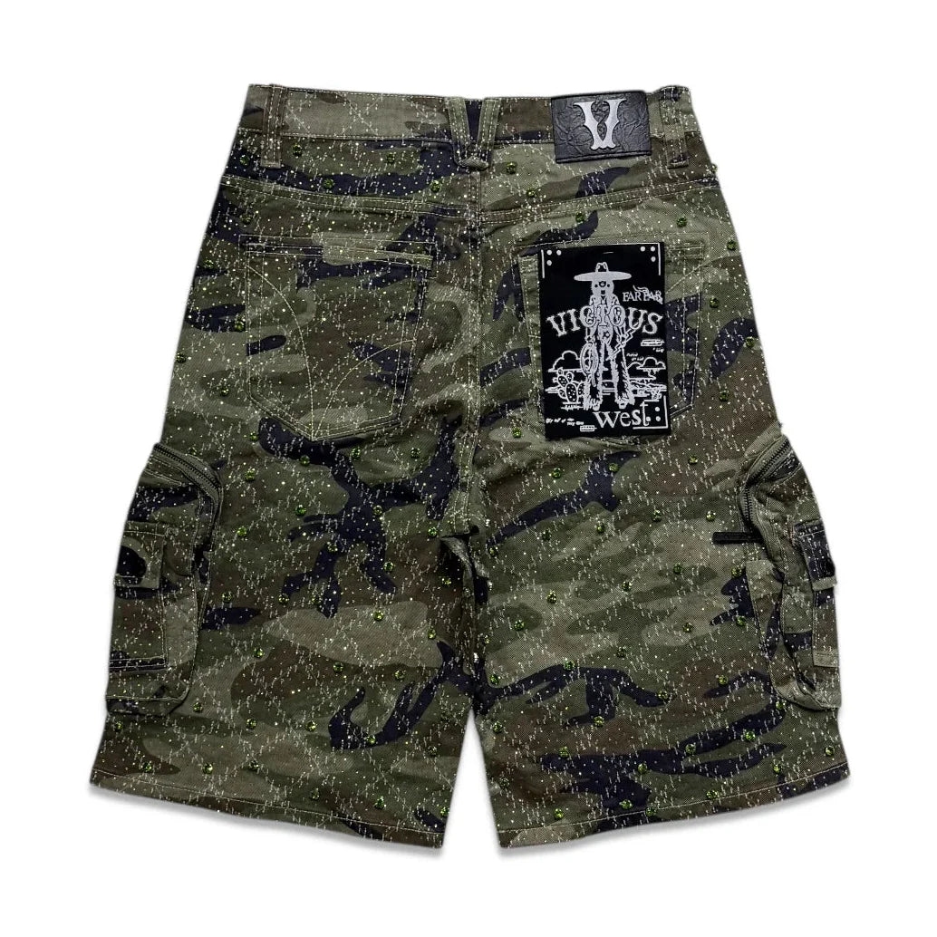 Denim Men's Embellished cargo shorts - camo