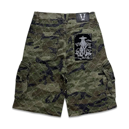 Denim Men's Embellished cargo shorts - camo