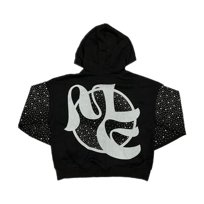 MIXED EMOTIONS - FALLEN ANGELS RHINESTONE BLACK HOODIE